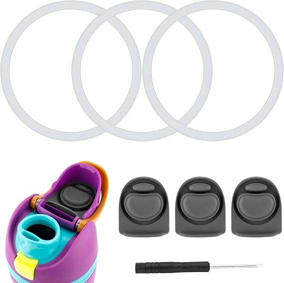 BOXOB 3pcs Bottle O Seal Ring & 3pcs Gasket Replacement Stopper for Owala FreeSip Cap, Silicone Water Bottle Plug Stopper BPA Free Top Lid Mouth Parts Compatible with Owala FreeSip 24oz 32oz