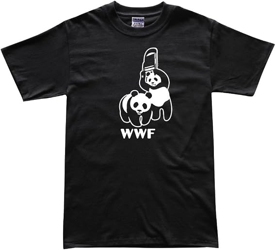 DIRTYRAGZ Men's WWF Funny Panda Bear MMA Wrestling T Shirt Black