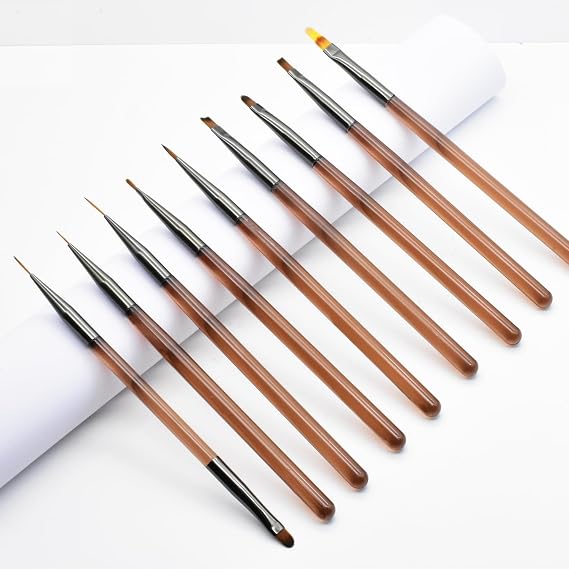 9-Piece Nail Art Brushes Set, Nail Design Tools Kit with Acrylic Nail Brush, Gel Brush, Nail Pen, Manicure Tools for Salon and Home Use, Suitable for Professionals and Beginners
