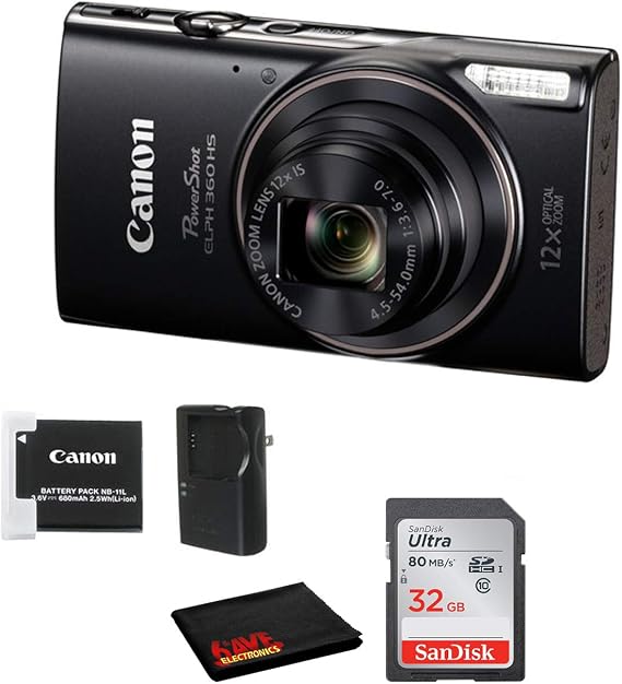 Canon PowerShot ELPH 360 HS Digital Camera Bundle with 32GB Card
