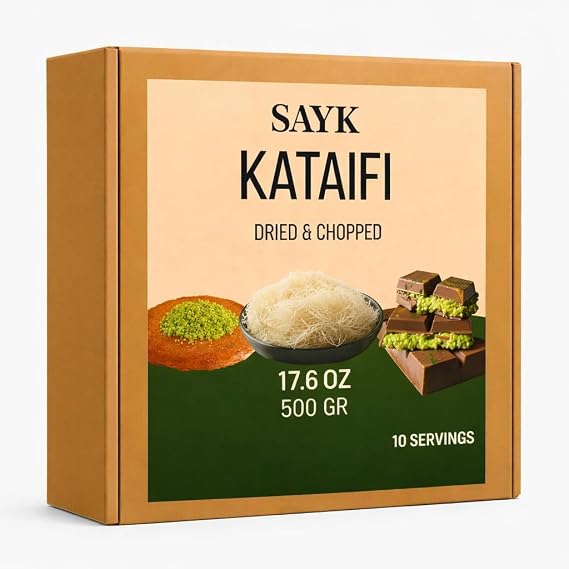 Premium Dried Kataifi Shredded Fillo Dough 500g (1.1lb) Authentic Turkish Kadayif | Chopped & Dried Kunafa Pastry, Shredded Phyllo for Baklava, Dubai Chocolate, Katifi, Knafeh | All-Natural & Additive-Free