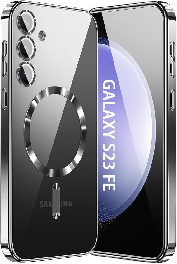 for Samsung Galaxy S23 FE Case(Only).Magnetic Cover Glossy Slim Thin Soft funda capa para 6.4 inch.Compatible with MagSafe (Black)