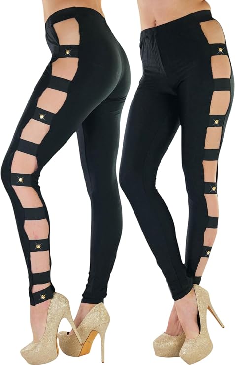 ToBeInStyle Women's Metallic Wet-Look Sleek Clubwear Shiny Faux-Leather Legging