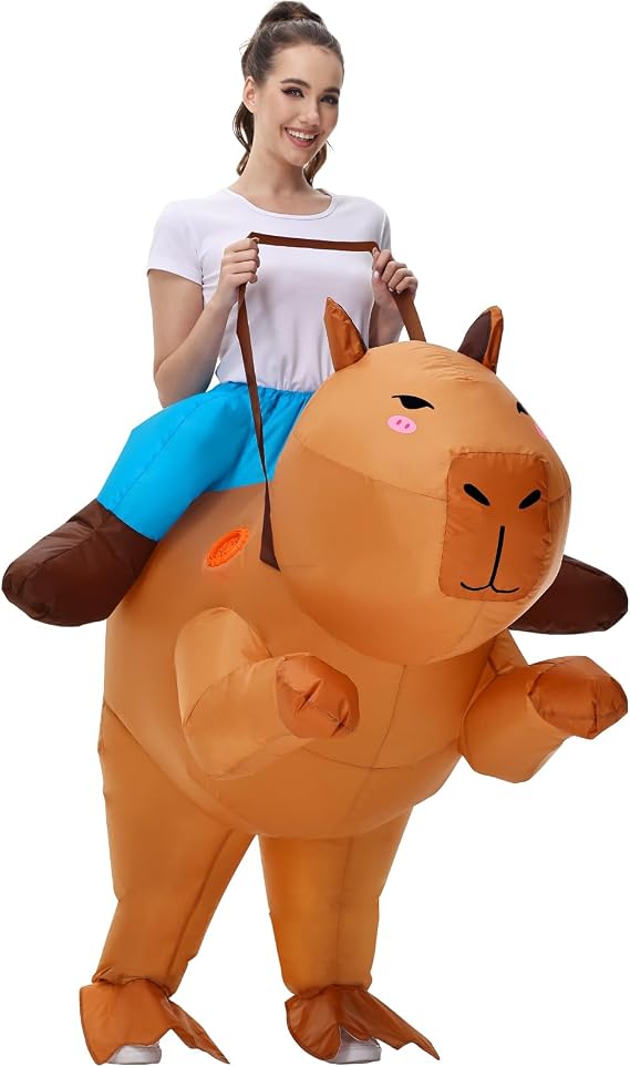XYJKIDSES Inflatable Capybara Costume for Adult Blow Up Costumes Halloween Costumes Men Women Funny Ride on Animal Costume for Cosplay Party