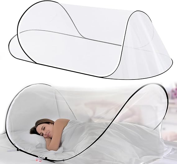 Mosquito Net for Bed – Pop Up Mosquito Net Tent with Zipper, Foldable & Portable Mosquito Nets for Outdoor Camping, Travel, Bedroom Use, Breathable Insect Protection Shelter for Adults & Kids