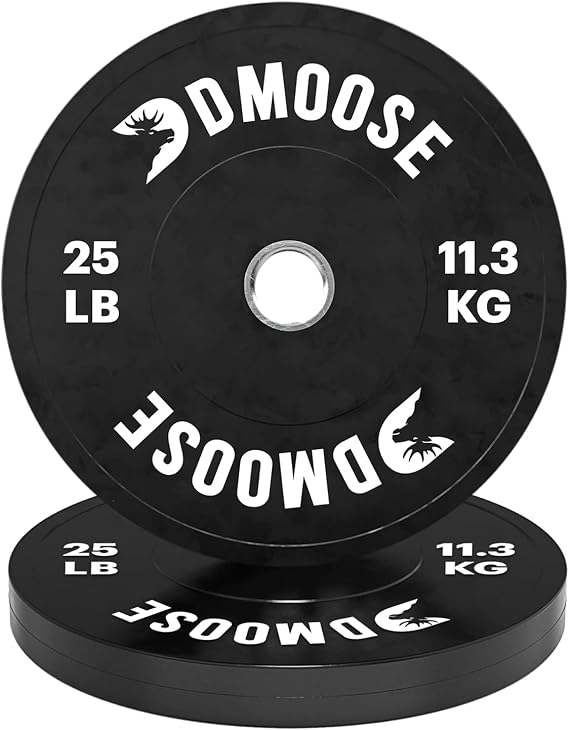 DMoose Bumper Plates - Weight Plate Sets for Weight Lifting, Strength Conditioning Training & Bodybuilding - Stainless Steel 2 Plate 10 LBs / 15 LBs / 25 LBs / 35 LBs / 45 LBs - Available in Pairs