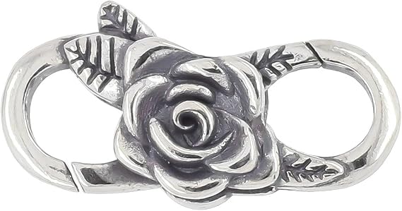 Sterling Silver Rose Floral Double Opening Infinity Lobster Clasp for Jewelry DIY