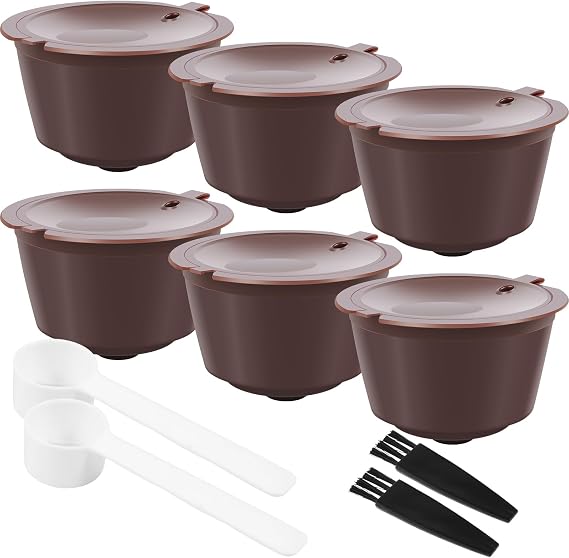 6Pcs Coffee Pods, Coffee Capsule Filter, Coffee Filter Capsule, Food Grade PP Coffee Capsule Kit, Reusable Coffee Filter Cups, Refillable Coffee Capsules, Homemade Coffee Pods for Home Office
