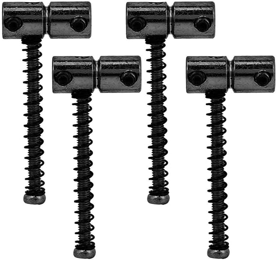 4pcs Electric Bass Compensated Saddles Set,Bass Bridge String Saddles Spring Screws for Electric Bass Guitar (Black)