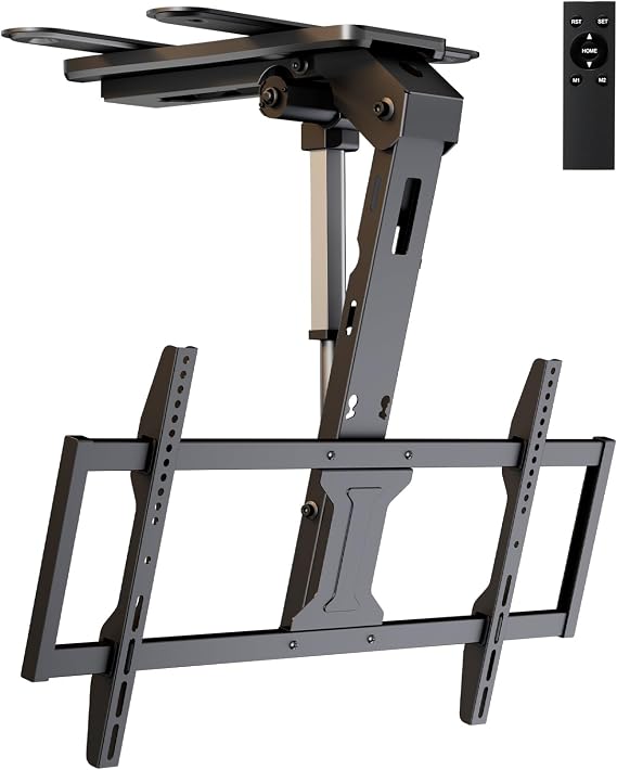 Motorized Ceiling TV-Mount Flip Down - 43 to 86 Inch Electric TV-Mount Motorized Drop Down with Remote, Max Load 99 lbs, Max VESA 800x400 mm, Black