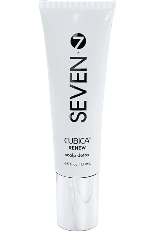 SEVEN Haircare CUBICA RENEW Scalp Detox Haircare Exfoliator Pre-Shampoo Deep Conditioning Hair Mask Treatment for Dry Damaged Hair with Eucalyptus, Charcoal, Kaolin & Papaya, Made in USA, 4.5 oz
