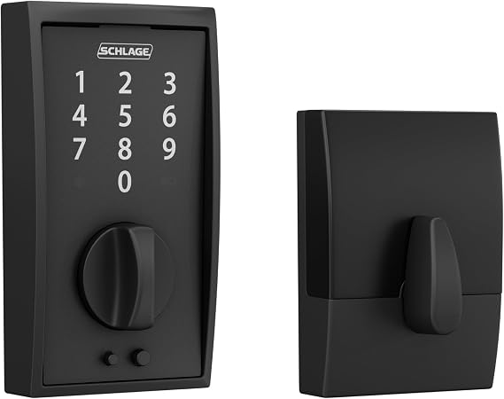 Schlage Touch Electronic Deadbolt Lock with Century Trim, Matte Black