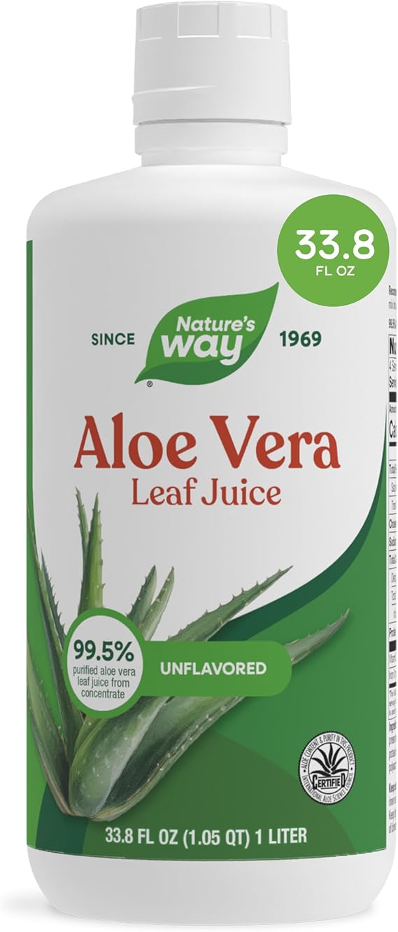 Natures Way Aloe Vera Leaf Juice, Flavorless Aloe Vera Juice, 33.8 Fl Oz