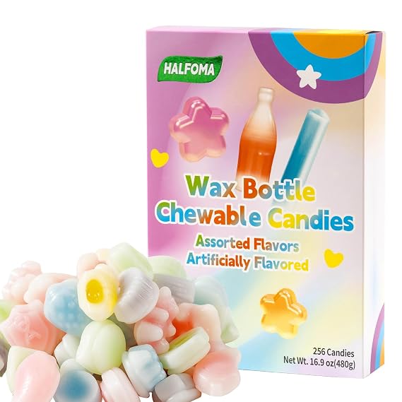 Halfoma Wax Bottle Chewable Candy, with Various Fruit-flavored Syrups in the Middle, Boxed, 480g, 256 Ccandies
