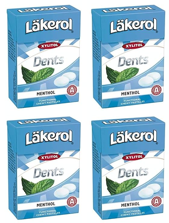 Cloetta Lakerol Dents Menthol Pastilles 4 Boxes of 85g
