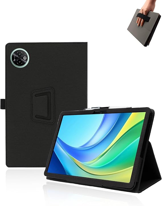 Case for DOOGEE Tab E3 Max Tablet 14 inch Android 15 Tablets,UYRUREL Leather Slim Folding Stand Cover with Hand Strap Magnet for Men Women Full Protection,Black.
