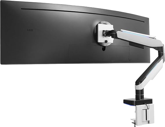Mount-It! Heavy-Duty Ultrawide Monitor Arm up to 49, 44 lb Capacity, Desk Mount for Curved & Widescreen Monitors, Compatible with Samsung Odyssey G9, Gas Spring, RGB Lighting, VESA 75x75 & 100x100