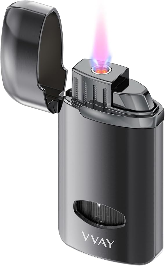 VVAY Jet Flame Lighter,Windproof Troch Lighter,Butane Gas Refillable for Men Gift-Gas Not Included