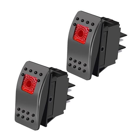 2Pcs12V LED Illuminated Rocker Toggle Switch 4Pin SPST Self-Locking ON/Off Switch with LED Light 20A Car Offroad Push Button for Car Boat Marine