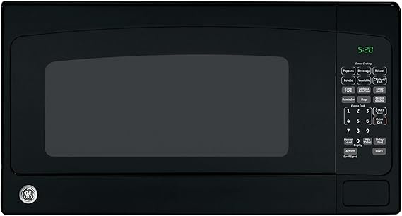 GE Countertop Microwave Oven, 1,200 Watt, 2.0 Cu. Ft., Black Stainless | Large Capacity, 8 Convenience Cook Settings, One-Touch Controls, Child Lock Technology, Glass Turntable