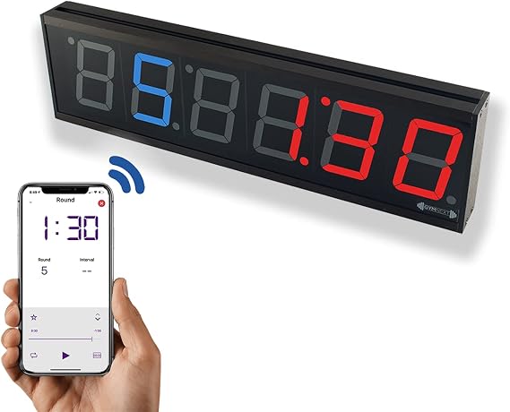 Flex Timer - Home Edition - Bluetooth App-Controlled Wall Mounted 13" LED Gym Clock with Medium 2.3" Digits for CrossFit, Tabata, HIIT, EMOM, MMA, Boxing, Interval Training, Circuits, Workouts