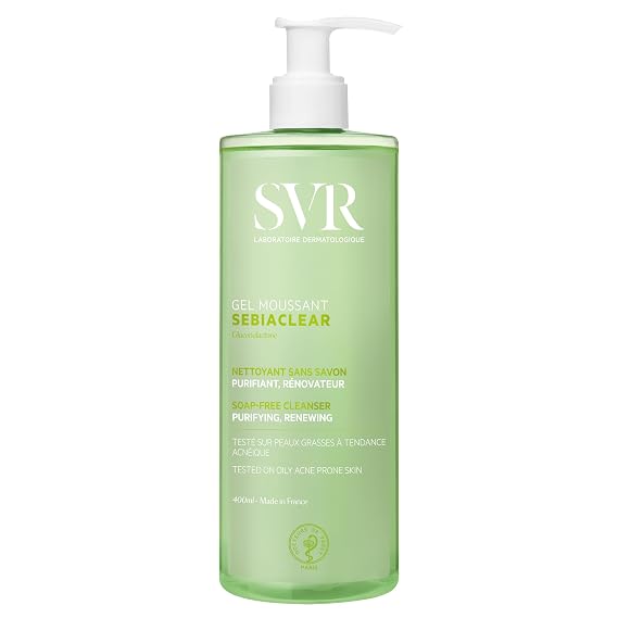 SVR Sebiaclear Foaming Gel Cleanser, 13.5 fl oz | Face & Body Cleanser with PHA Combination, Oily, Acne-Prone & Sensitive Skin Unclogs Pores Soap-Free, Sulfate-Free
