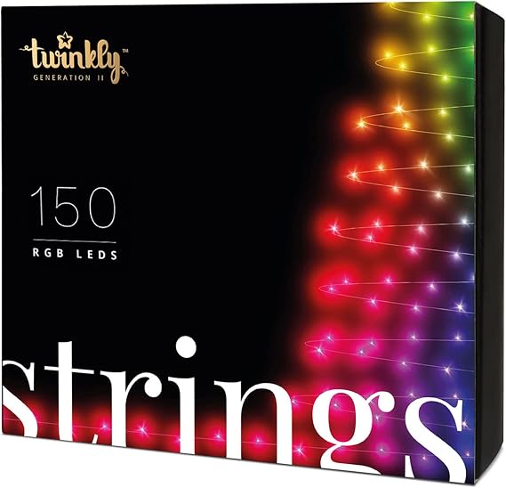 Twinkly App Controlled Christmas Light String Smart Home Lighting Decoration for Indoor and Outdoor Use, 150 RGB LED, 39.5ft