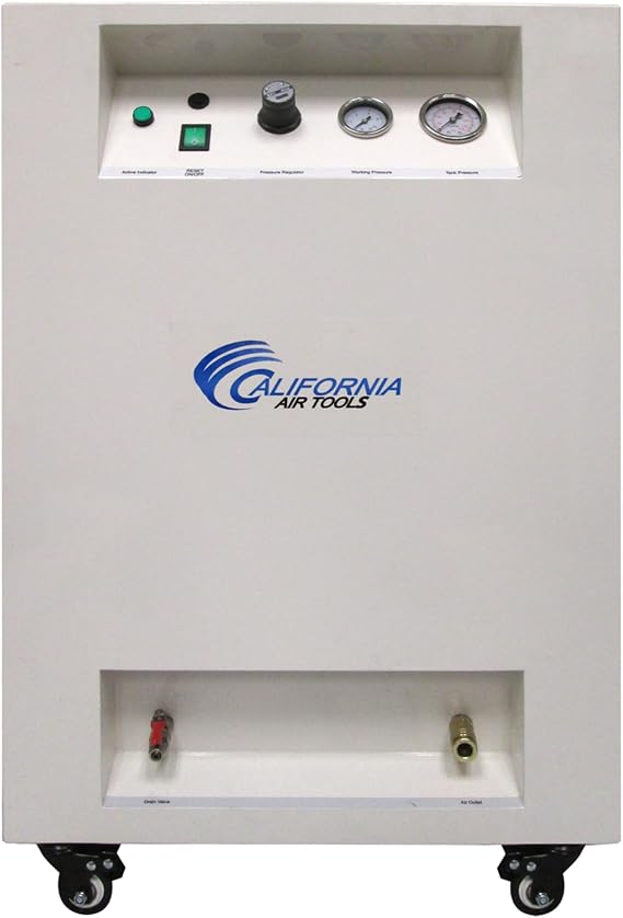 California Air Tools 10020SPC 2.0 HP Ultra Quiet and Oil-Free Air Compressor, 10 Gallon Tank, 58 dB Noise Level, in Sound Proof Cabinet
