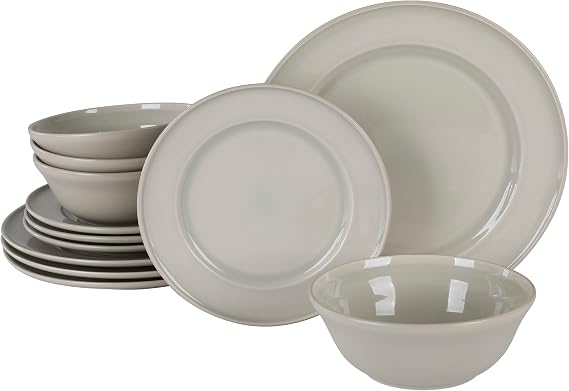 Martha Stewart Portillo 12 Piece Reactive Stoneware Dinnerware Set - Sharkey Gray