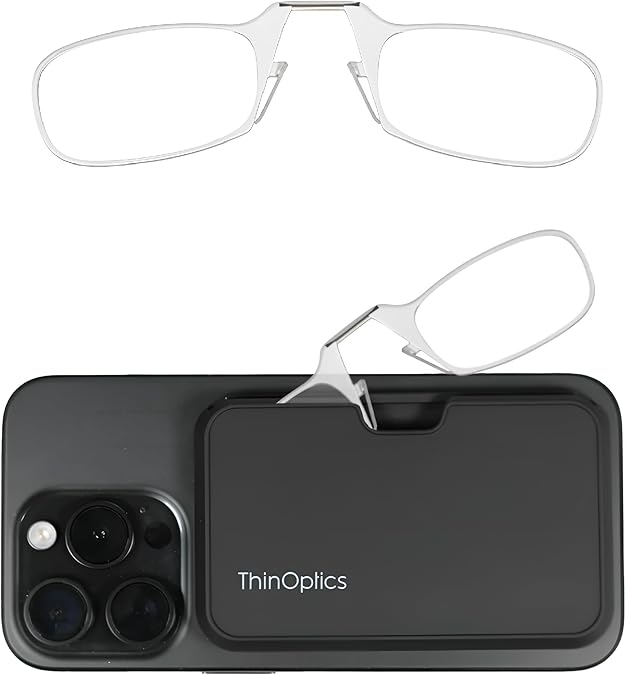 ThinOptics unisex-adult Reading Glasses + Black Universal Pod Case | Clear Frames, 1.50 Strength Readers Clear Frames/Black Case, 44 mm