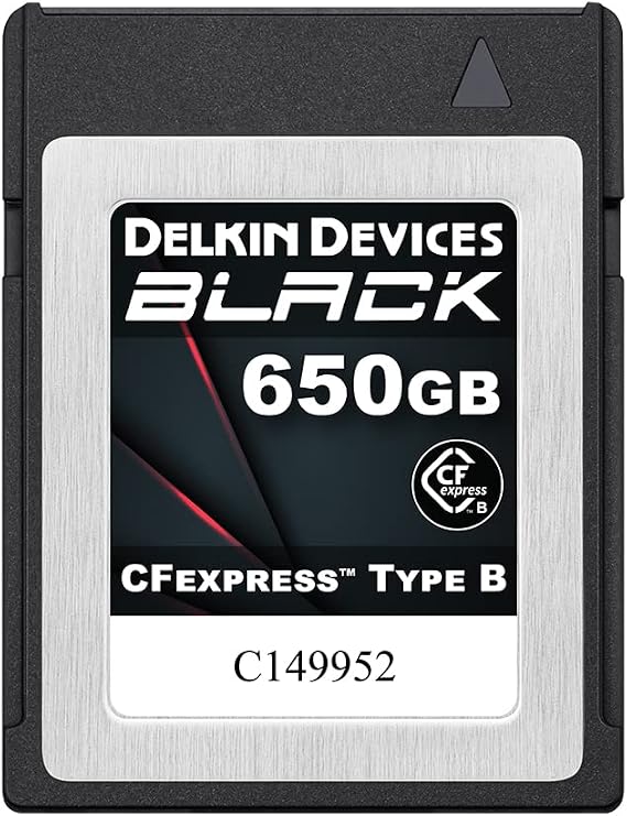 Delkin Devices 650GB Black CFexpress Type B 2.0 Memory Card | 1725MB/s Read, 1530MB/s Write | Rugged Camera Memory Card for Professional Photographers and Videographers