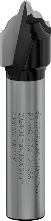 Bosch 2608628398 aksesuarı profil freze H 8 mm, R1 2,4 mm, D 12,7 mm, L 12,7 mm, G 46 mm