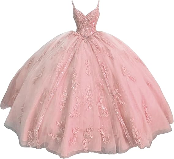 ZHengquan Women's Sweetheart Quinceanera Dresses Ball Gown Spaghetti Straps Applique Sweet 16 Dresses for Teens