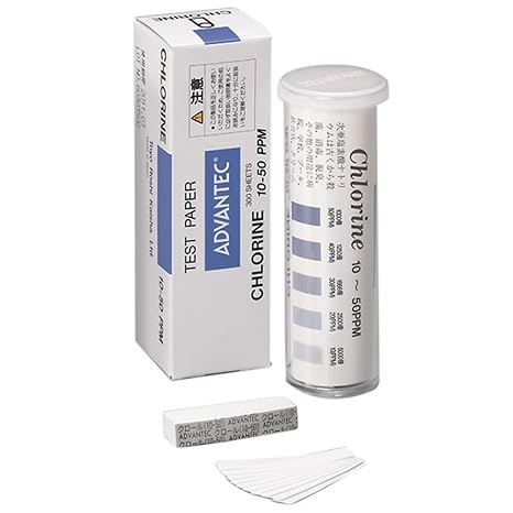 Advantec Residual Chlorine Test Strips, 10 to 50 ppm: 300 Strips/Pk