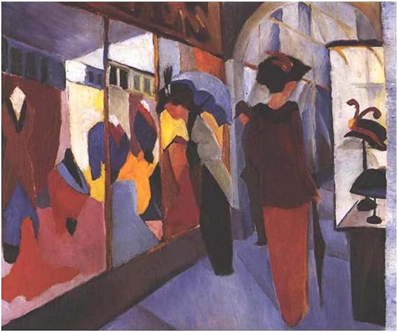 Ltt-Ydd-Ccl August Macke-Fashion Store-Canvas Wall Art Print Painting Expressionism Style Wall Decor for Office Bathroom Restroom(25x30cm-10x12inch) Unframed