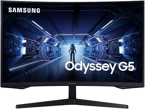 Samsung 32 Odyssey G5 Gaming Monitor, WQHD (2560x1440), 144Hz, Curved, 1ms, HDMI, Display Port, AMD FreeSync Premium, HDR10, LC32G55TQWNXZA, Black