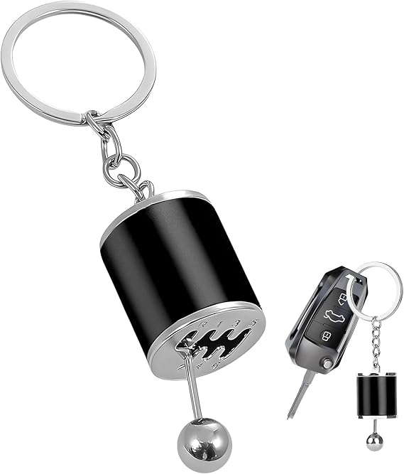 Car Gearbox Keychain, Creative Auto Part Model Shift Lever Keyring, Mini 6 Speed Manual Transmission Key Chain (Black)