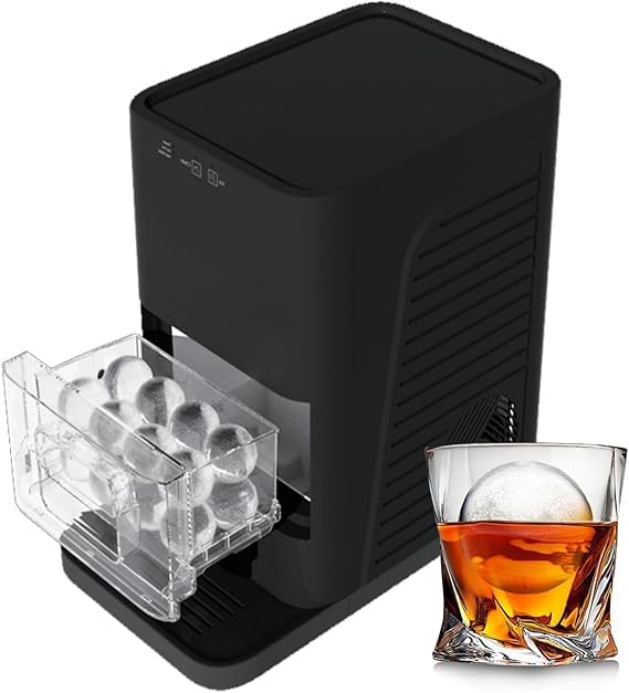 Spherical Ice Machine, Countertop Ice Maker, Auto Self-Cleaning Function, Makes 84 Crystal Clear Ice Balls Per Day (Black)