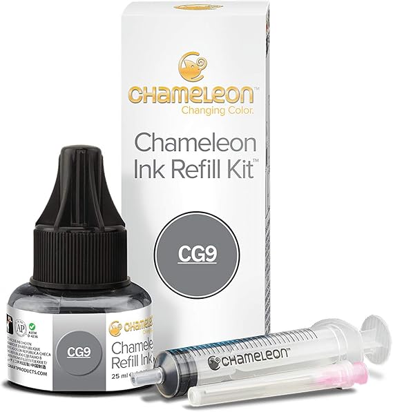 Chameleon Art Products, Ink Refill, Cool Grey 9 CG9, Complete Refill Kit - 25 ML