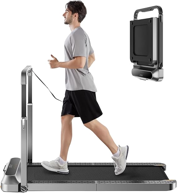 WALKINGPAD Folding Treadmill, 2 in 1 Walking Pad with Handle Bar | Quiet Brushless Motor, Adjustable Handrails, Compact Storage for Under Desk Walking, Light Cardio, Home Office Use