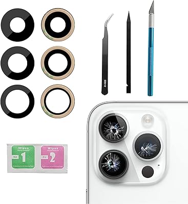 3 PcsSet Back Camera Lens Replacement for iPhone 14 ProiPhone 14 Pro Max, Rear Glass Camera Lens Cover Back Camera Glass Lens Replacement with Pre-Installed Adhesive  Repair Tool Kit