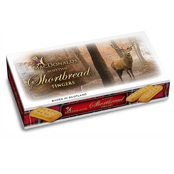 Campbells Macdonalds Scottish Shortbread Fingers Stag Carton 5.3 Oz (150g) - Pure Butter Scottish Shortbread Cookies from Scotland, British Tea Biscuits & Snacks, All-Butter Fingers, Cookie Gift Box