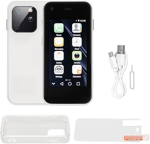 Smart Phone Mini Size 2.5 Inch, Small Mini Smartphone, HD Touch Screen Lightweight Phone, 1GB RAM, 8GB ROM, White