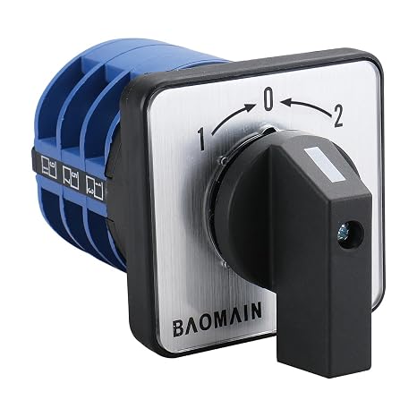 BAOMAIN 40A 660V 3-Position Momentary Rotary Cam Switch, 12 Terminal 1-0-2 SZW26-40/B303.3 for Motor Reversing, Industrial Control & Testing Equipment