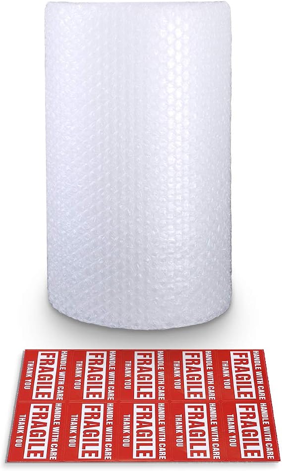 Bubble Cushioning Wrap Rolls, 3/16" x 12" x 36' ft Total, Perforated Every 12" for Packaging, Shipping, Mailing