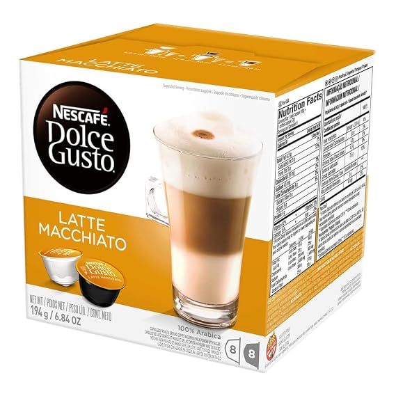 Nescafe Dolce Gusto Latte Macchiato Capsules, 16 Count