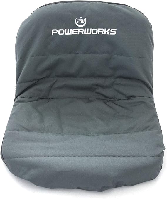 POWERWORKS Weatherproof Deluxe Riding Lawn Mower Seat Cover, Medium, Black