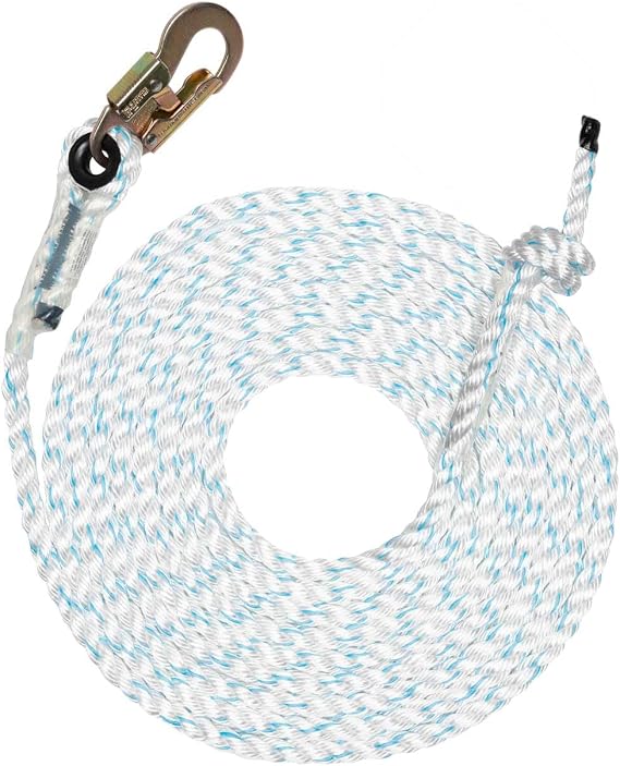 Pelican Rope 5/8" x 25' Polyester Composite Vertical Lifeline Rope with Steel Snaphook