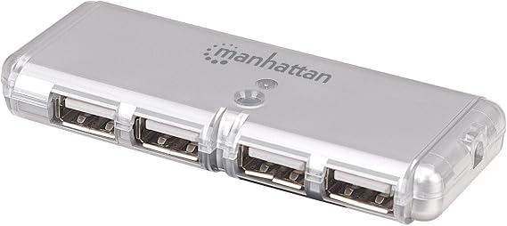 Manhattan 4-Port Hi-Speed USB Pocket Hub - Silver (160599)