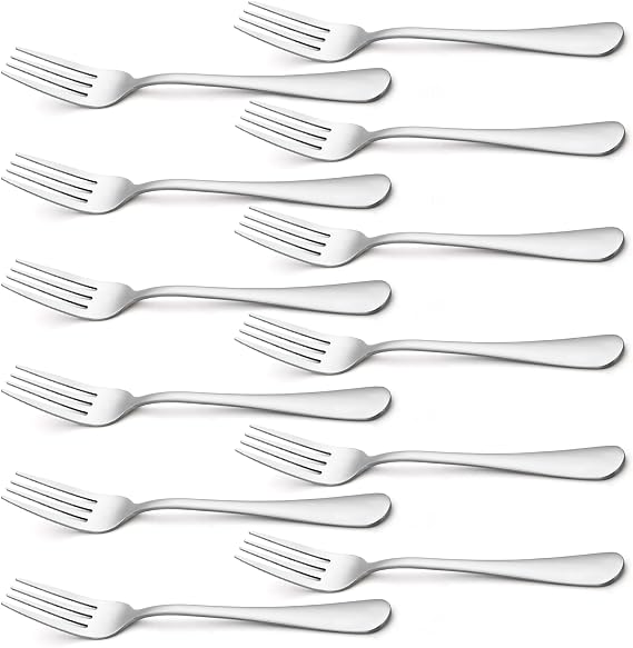 Briout Silverware Dinner Forks Set of 12, Stainless Steel Forks 8 Inches | Premium Food Grade Material, for Home Kitchen Party Restaurant, Mirror Polished, Dishwasher Safe